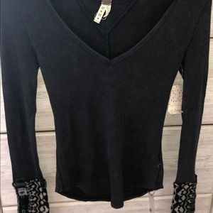 Free People V-neck thermal with cuffs